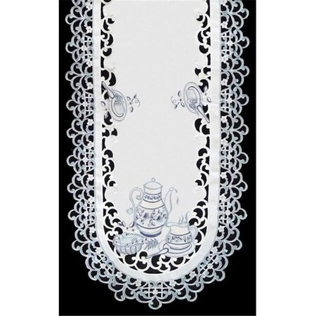 Sinobrite Sinobrite H8513 Delft Blue Tea Oval Runner; 16 x 36 in. H8513(16x36)